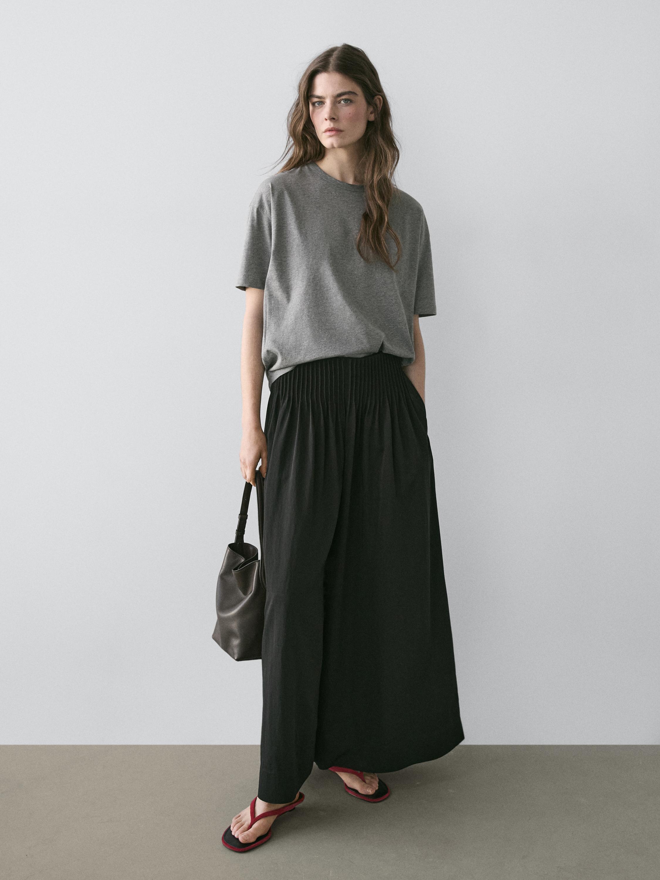 Pantalon wide leg ample fluide